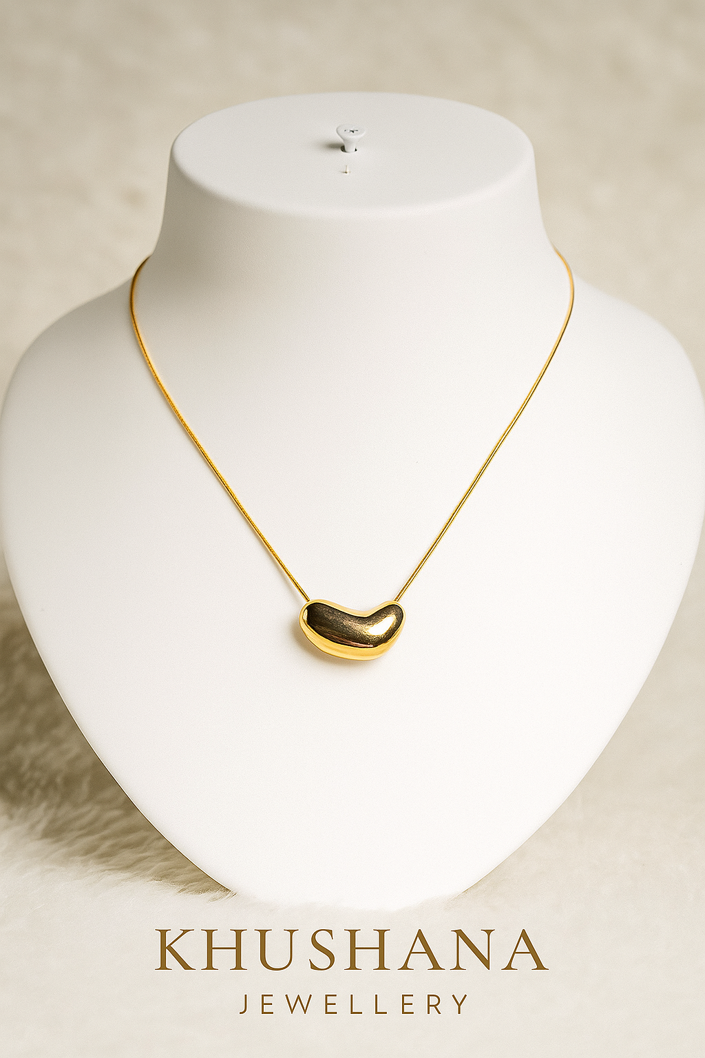 Korean Asymmetrical Golden Heart Pendant