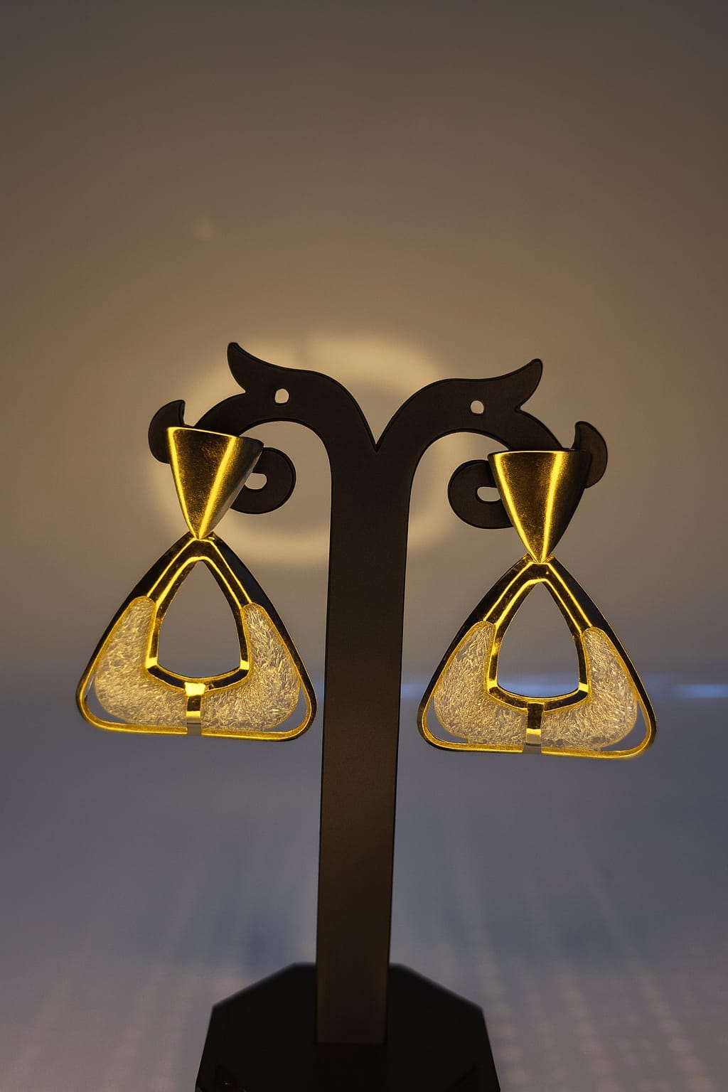 Golden Geometric Triangle Drop Earrings